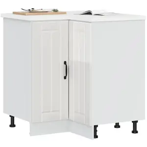 vidaXL Armoire d'angle de cuisine Lucca blanc brillant bois ingénierie