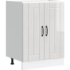 vidaXL Meuble de base de lavabo Lucca blanc brillant bois ingénierie pas cher