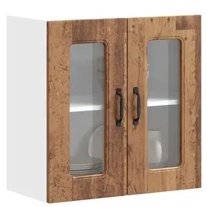 vidaXL Armoire murale de cuisine avec porte en verre Kalmar vieux bois pas cher
