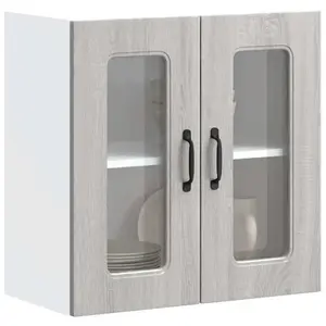 vidaXL Armoire murale de cuisine et porte en verre Kalmar sonoma gris pas cher