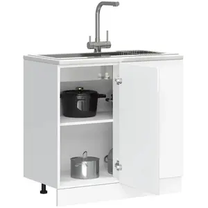 vidaXL Armoire de cuisine Kalmar blanc brillant bois ingénierie pas cher