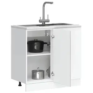 vidaXL Armoire de cuisine Kalmar gris béton bois d'ingénierie pas cher