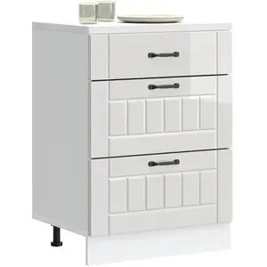 vidaXL Armoire de cuisine Lucca blanc brillant bois ingénierie pas cher