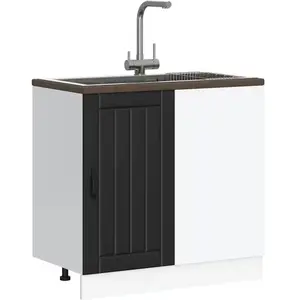vidaXL Meuble de base de lavabo Lucca noir bois d'ingénierie pas cher