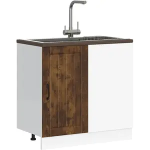 vidaXL Meuble de base de lavabo Lucca chêne fumé bois d'ingénierie pas cher