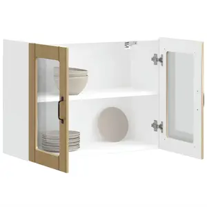vidaXL Armoire murale de cuisine et porte en verre Lucca chêne sonoma pas cher