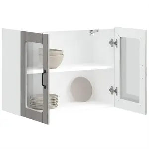 vidaXL Armoire murale de cuisine et porte en verre Lucca sonoma gris pas cher