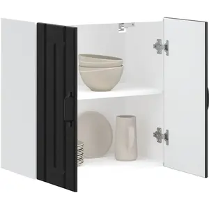 vidaXL Armoire murale de cuisine Lucca noir bois d'ingénierie pas cher