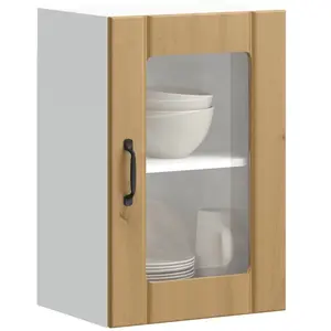 vidaXL Armoire murale de cuisine porte en verre Lucca chêne artisanal pas cher
