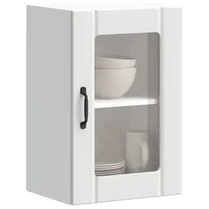 vidaXL Armoire murale de cuisine avec porte en verre Lucca blanc pas cher