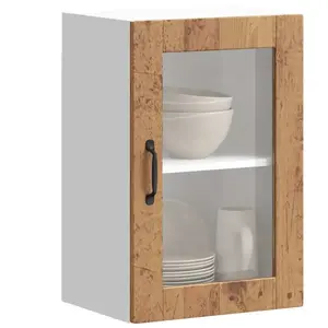 vidaXL Armoire murale de cuisine avec porte en verre Porto vieux bois pas cher