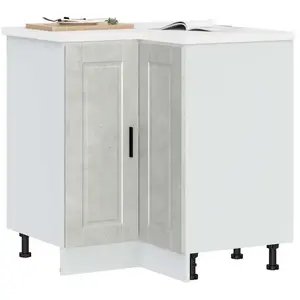 vidaXL Armoire d'angle de cuisine Porto gris béton bois d'ingénierie pas cher