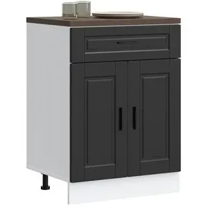Armoire de cuisine Porto noir bois d'ingénierie vidaXL pas cher