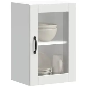 vidaXL Armoire murale de cuisine avec porte en verre Porto blanc pas cher