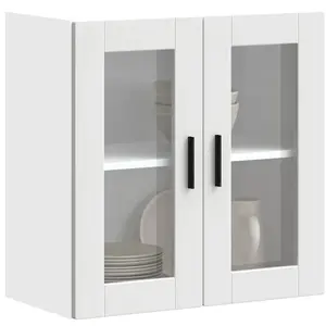 Armoire murale de cuisine avec porte en verre Porto blanc vidaXL pas cher