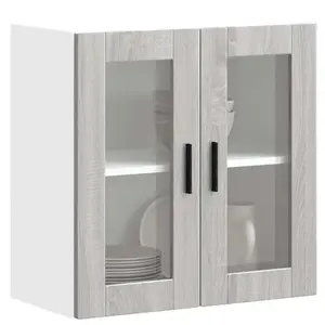 Armoire murale de cuisine avec porte en verre Porto sonoma gris vidaXL pas cher