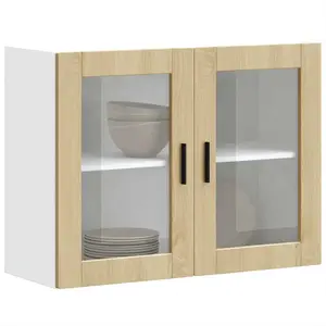 vidaXL Armoire murale de cuisine et porte en verre Porto chêne sonoma pas cher