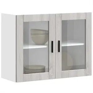 vidaXL Armoire murale de cuisine avec porte en verre Porto sonoma gris pas cher