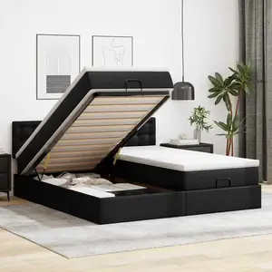 vidaXL Vidaxl Lit Ottoman Avec Matelas & Led Noir 160x200cm Similicuir pas cher