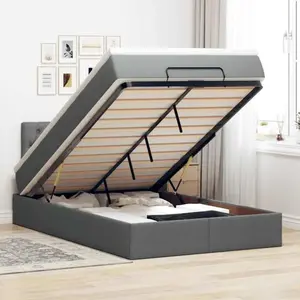 vidaXL Lit ottoman avec matelas gris foncé 120x190 cm tissu pas cher