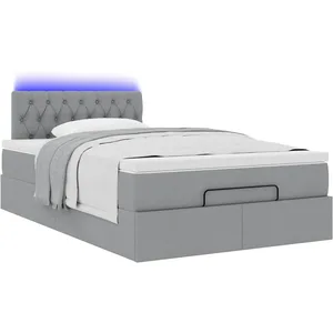 vidaXL Lit ottoman avec matelas gris clair 120x200 cm tissu pas cher