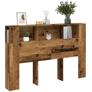 vidaXL Armoire de tête de lit vieux bois 160x18,5x103,5 cm pas cher