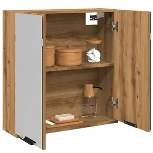vidaXL Armoire à miroir de salle de bain chêne artisanal 64x20x66,5 cm pas cher