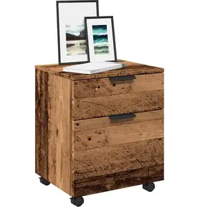 Comparateur de prix : vidaXL Classeur mobile roues vieux bois 45x38x54 cm bois d'ingénierie