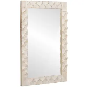 vidaXL Miroir de salle de bain Uni Finition Lavage Blanc pas cher