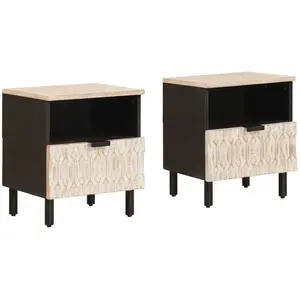 vidaXL Cabinet de chevet avec tiroir 2 pcs Blanc 40 x 33 x 46 cm pas cher
