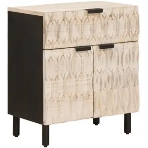 vidaXL Cabinet de chevet Blanc 50 x 33 x 60 cm Bois de mangue massif pas cher