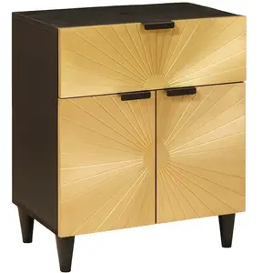 vidaXL Vidaxl Table De Chevet Avec Tiroir Noir Et Or 50 X 33 X 60 Cm pas cher