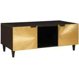 vidaXL Table basse Noir et or 100 x 54 x 40 cm bois de manguier massif pas cher