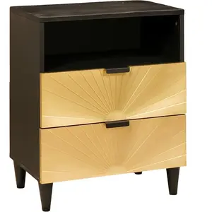 vidaXL Vidaxl Table De Chevet Avec Tiroir Noir Et Or 50 X 33 X 60 Cm pas cher
