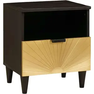 vidaXL Table de chevet avec tiroir Noir et or 40 x 33 x 46 cm pas cher