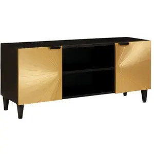 Comparateur de prix : vidaXL Meuble TV Noir et or 105 x 33 x 46 cm bois de manguier massif