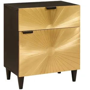 vidaXL Table de chevet avec tiroir Noir et or 50 x 33 x 60 cm pas cher