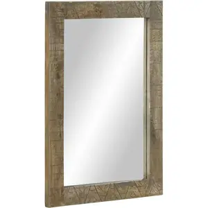 vidaXL Miroir de salle de bain 50x2,5x70 cm bois de manguier massif pas cher