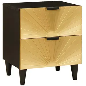 vidaXL Table de chevet avec tiroir Noir et or 40 x 33.5 x 46 cm pas cher