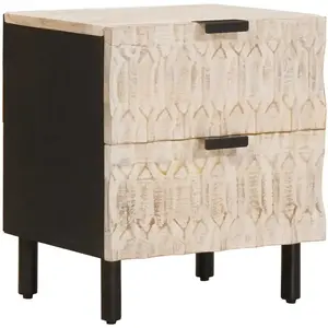 vidaXL Cabinet de chevet Blanc 40 x 33,5 x 46 cm Bois de mangue massif pas cher