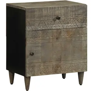 vidaXL Table de chevet gris clair 50x33x60 cm bois de manguier massif pas cher