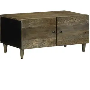 vidaXL Table basse gris clair 80x50x40 cm bois de manguier massif pas cher