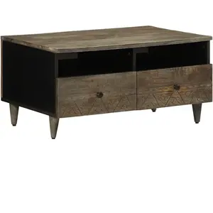 vidaXL Table basse gris clair 80x54x40 cm bois massif de manguier pas cher
