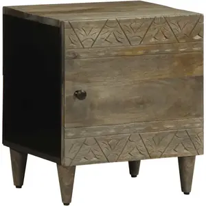 vidaXL Table de chevet gris clair 40x33x46 cm bois de manguier solide pas cher