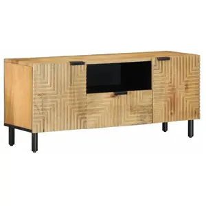 vidaXL Meuble TV marron 105x33x46 cm Bois massif de manguier pas cher