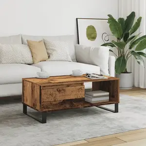 vidaXL Table basse vieux bois 90x50x36,5 cm bois d'ingénierie pas cher