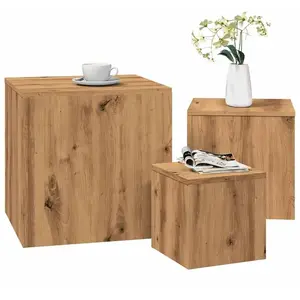 vidaXL Tables d'appoint 3 pcs chêne artisanal bois d'ingénierie pas cher