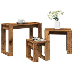 vidaXL Tables gigognes 3 pcs vieux bois bois d'ingénierie pas cher