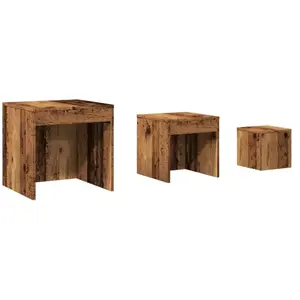 Vidaxl - Tables gigognes 3 pcs vieux bois bois d'ingénierie Old wood pas cher