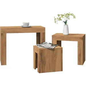 Tables basses gigognes 3 pcs chêne artisanal bois d'ingénierie Vidaxl pas cher